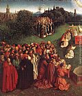 Jan van Eyck The Ghent Altarpiece Adoration of the Lamb [detail left] painting